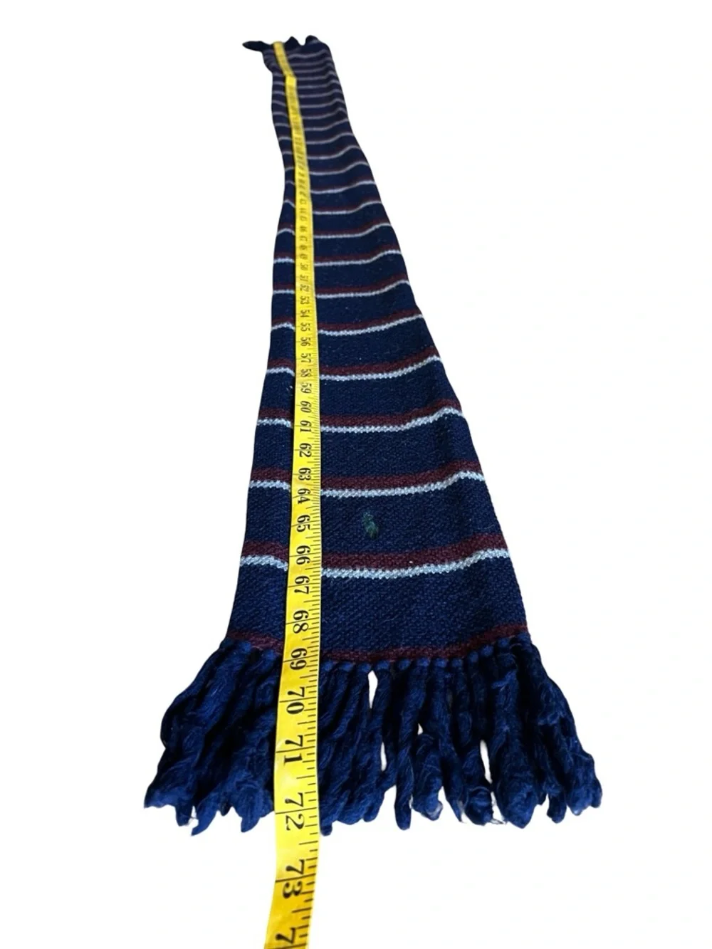 VTG POLO RALPH LAUREN 100% Merino Wool Striped Scarf Logo Blue Classic Luxe Prep